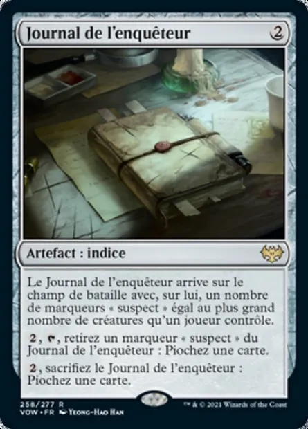 Journal de l'enquêteur, carte Magic VOW 258 — extension Innistrad : noce écarlate