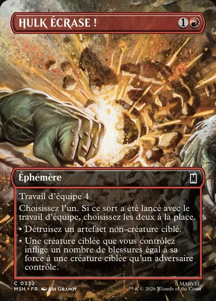 HULK ÉCRASE !, carte Magic MSH 332 — extension Marvel Super Heroes