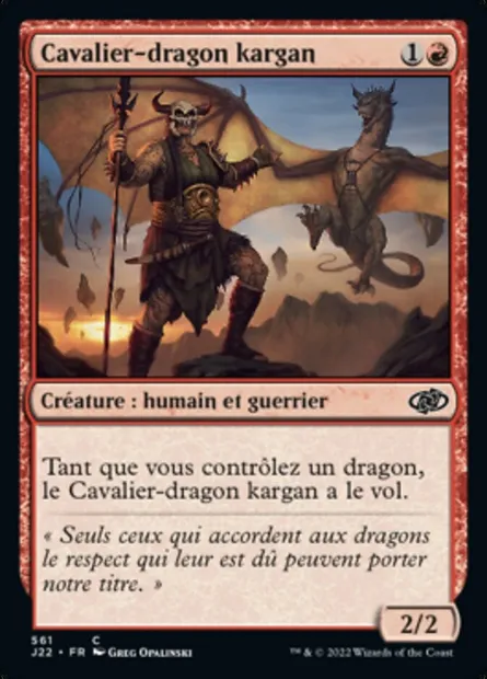 Cavalier-dragon kargan, carte Magic J22 561 — extension Jumpstart 2022