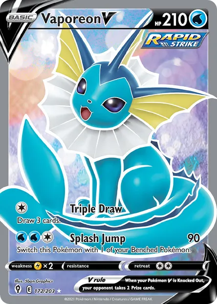 Vaporeon V, Pokémon card EVS 172 — Evolving Skies set