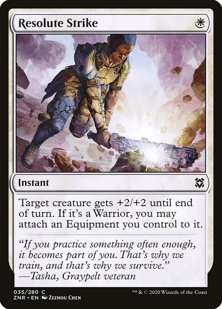 Resolute Strike, Magic card ZNR 35 — Zendikar Rising set