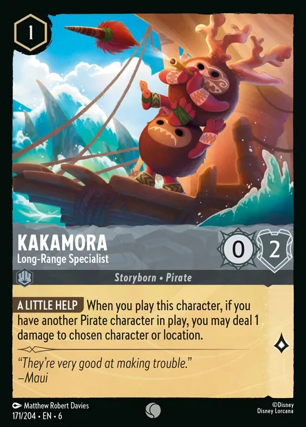 Kakamora - Long-Range Specialist, Disney Lorcana card CH6-171 — Azurite Sea set