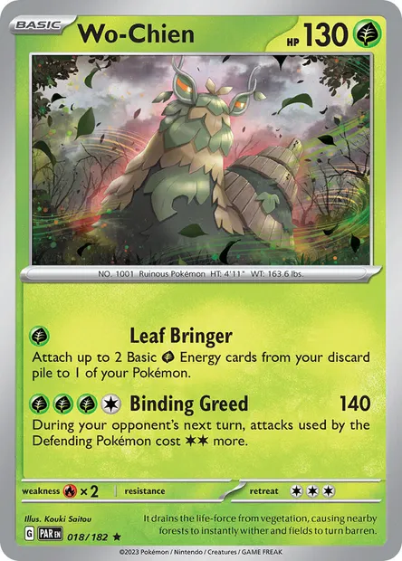 Wo-Chien, Pokémon card PAR 018 — Paradox Rift set
