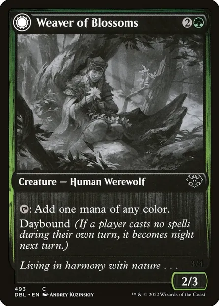 Tisseuse de fleurs // Loup-garou fleuri, carte Magic DBL 493 — extension Innistrad : Double Programme