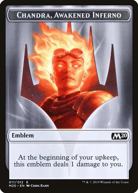 Chandra, Awakened Inferno Emblem, carte Magic TM20 11 — extension Core Set 2020 Tokens