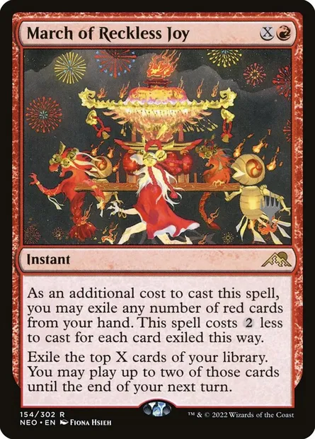March of Reckless Joy, Magic card PNEO 154p — Kamigawa: Neon Dynasty Promos set