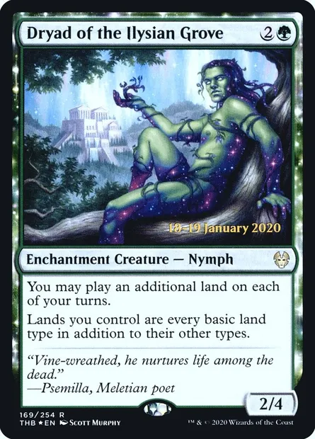 Dryad of the Ilysian Grove, Magic card PTHB 169s — Theros Beyond Death Promos set