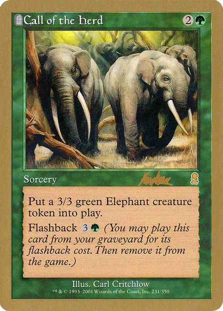 Appel du troupeau, carte Magic WC02 bk231a — extension World Championship Decks 2002