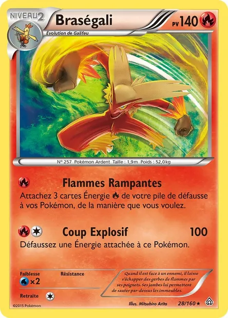 Braségali, carte Pokémon PRC 28 — extension Primo-Choc