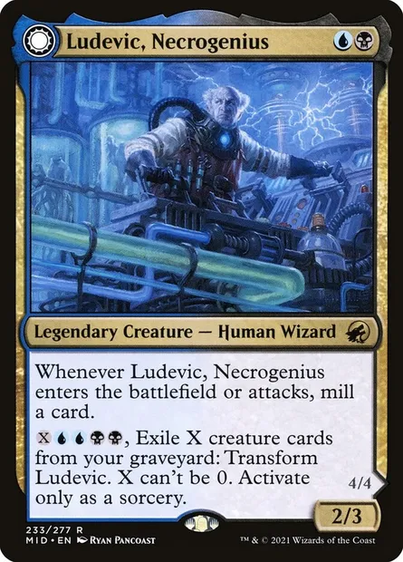 Ludevic, Necrogenius // Olag, Ludevic's Hubris, Magic card MID 233 — Innistrad: Midnight Hunt set