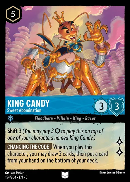 King Candy - Sweet Abomination, Disney Lorcana card CH5-154 — Shimmering Skies set