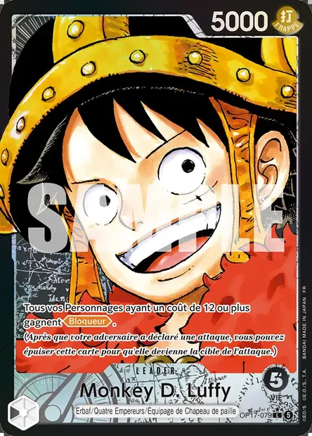 Monkey D. Luffy, carte One Piece OP17-079 — extension LES GUERRIERS LES PLUS PUISSANTS AU MONDE