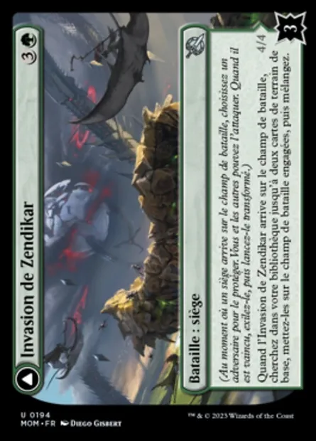 Invasion de Zendikar // Fort céleste éveillé, carte Magic MOM 194 — extension L'invasion des machines