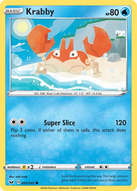 Krabby, Pokémon card SSH 43 — Sword & Shield set