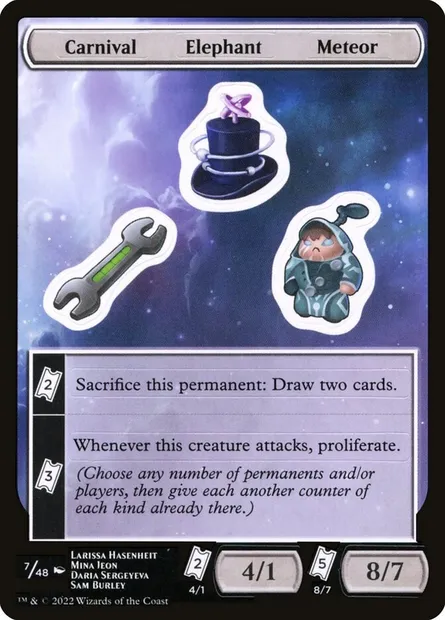 Carnival Elephant Meteor, carte Magic SUNF 7 — extension Unfinity Sticker Sheets