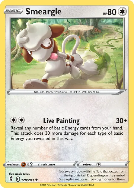 Smeargle, Pokémon card EVS 128 — Evolving Skies set