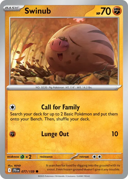 Swinub, Pokémon card JTG 077 — Journey Together set