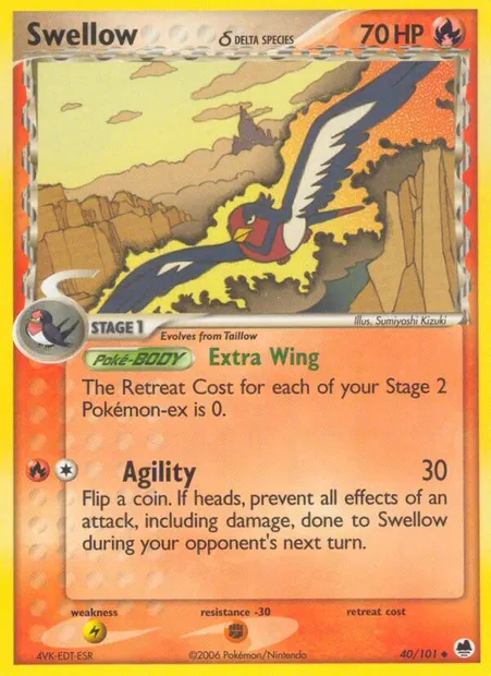 Swellow δ, Pokémon card DF 40 — Dragon Frontiers set