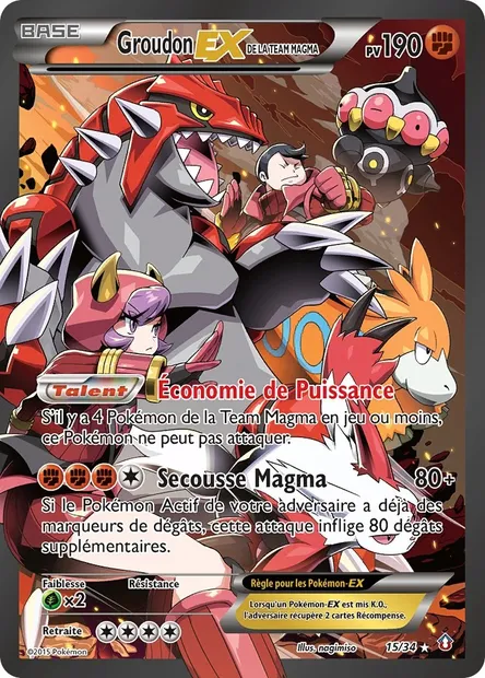 Groudon-EX de la Team Magma, carte Pokémon DCR 15 — extension Double Danger