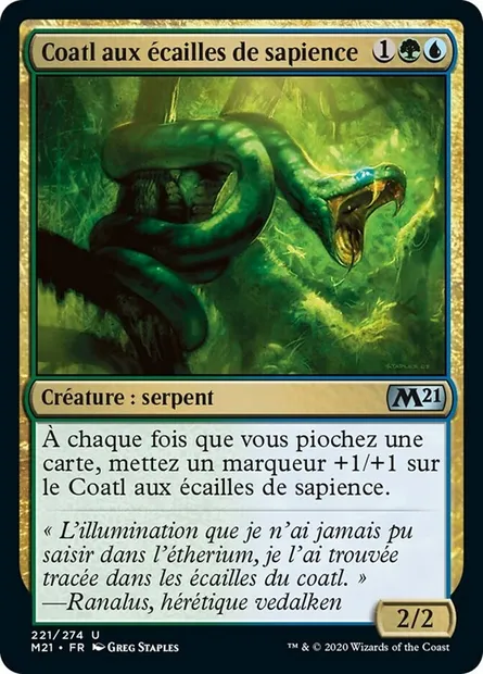 Coatl aux écailles de sapience, carte Magic M21 221 — extension Core Set 2021