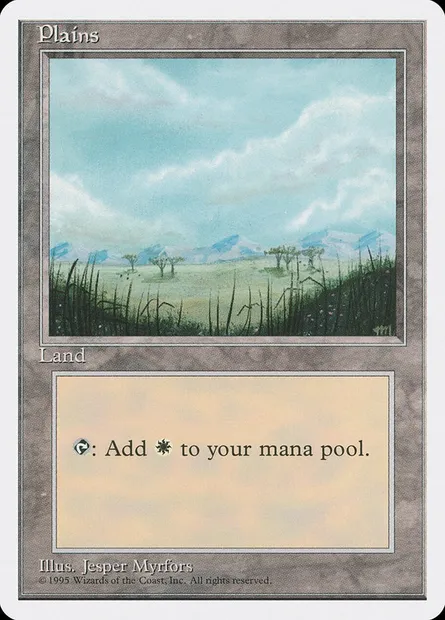 Plains, Magic card 4ED 365 — Fourth Edition set