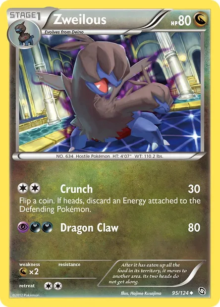 Zweilous, Pokémon card DRX 95 — Dragons Exalted set