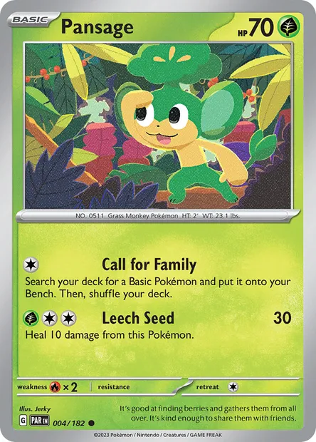 Pansage, Pokémon card PAR 004 — Paradox Rift set