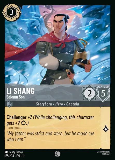 Li Shang - Solemn Son, Disney Lorcana card CH11-175 — Winterspell set