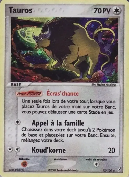 Tauros, carte Pokémon CG 12 — extension EX Gardiens de Cristal