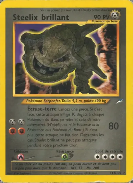 Steelix brillant, carte Pokémon NDE 112 — extension Neo Destiny