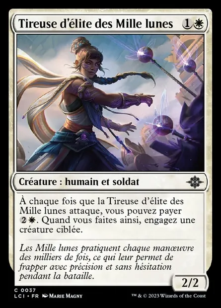 Tireuse d'élite des Mille lunes, carte Magic LCI 37 — extension The Lost Caverns of Ixalan