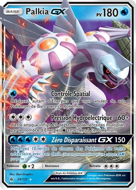 Palkia GX, carte Pokémon FLI 20 — extension Lumière Interdite