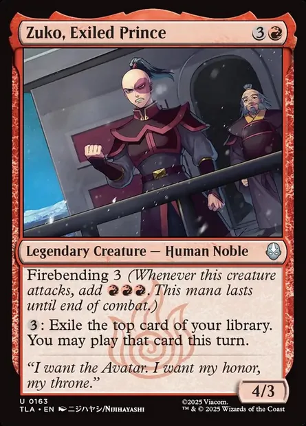 Zuko, Exiled Prince, Magic card TLA 163 — Avatar: The Last Airbender set