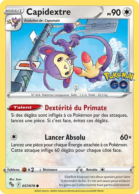 Capidextre, carte Pokémon PGO 057 — extension Pokémon GO
