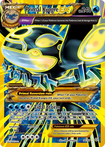 Primal Kyogre EX, Pokémon card AOR 96 — Ancient Origins set