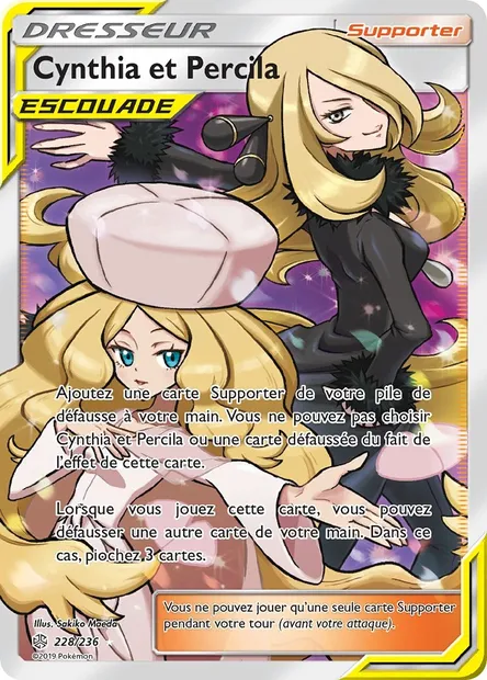Cynthia et Percila, carte Pokémon CEC 228 — extension Éclipse Cosmique