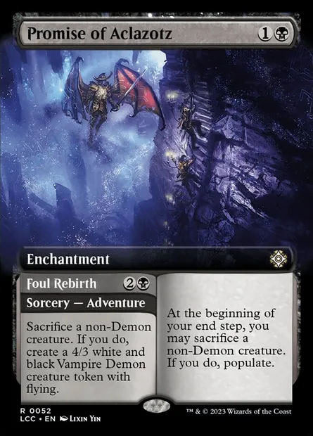 Promise of Aclazotz // Foul Rebirth, carte Magic LCC 52 — extension The Lost Caverns of Ixalan Commander