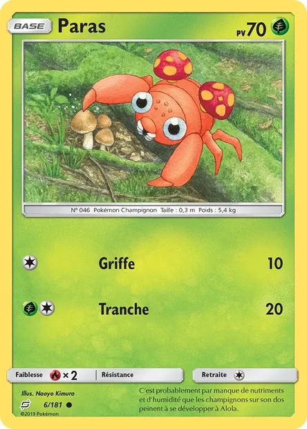 Paras, carte Pokémon TEU 6 — extension Duo de Choc