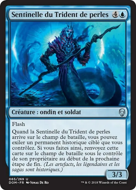 Sentinelle du Trident de perles, carte Magic DOM 65 — extension Dominaria