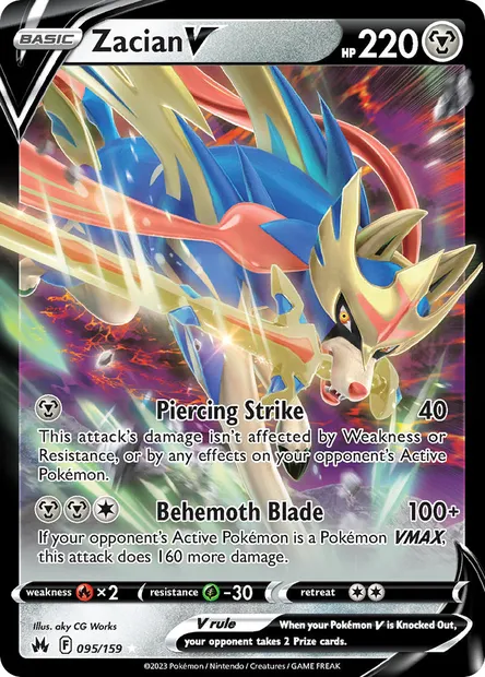 Zacian V, Pokémon card CRZ 095 — Crown Zenith set