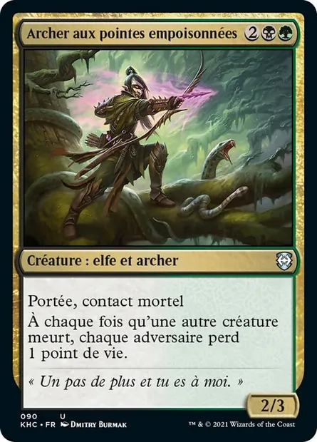 Archer aux pointes empoisonnées, carte Magic KHC 90 — extension Kaldheim Commander