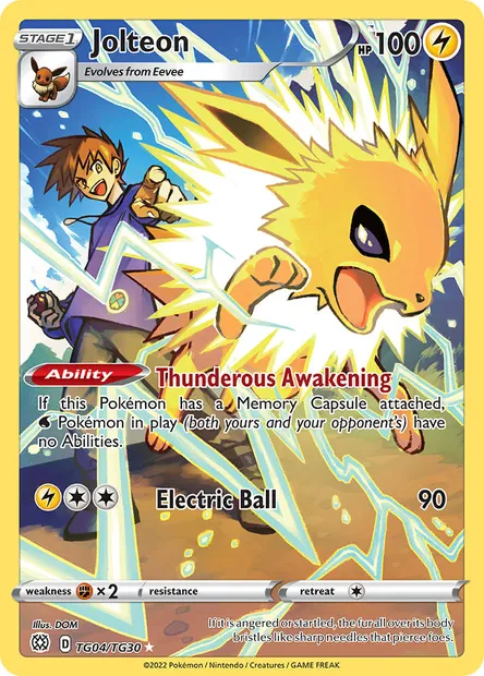 Jolteon, Pokémon card BRS TG04 — Brilliant Stars set