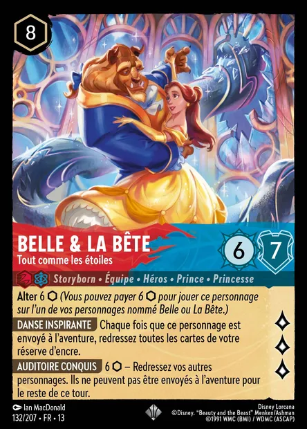 Belle & La Bête - Tout comme les étoiles, carte Disney Lorcana CH13-132 — extension Invasion Epineuse!