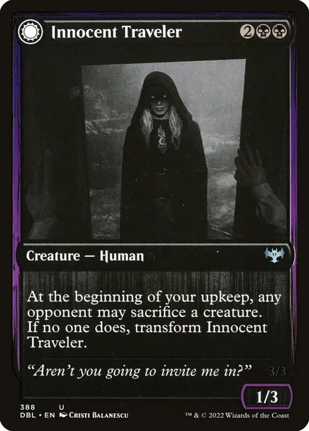Innocent Traveler // Malicious Invader, Magic card DBL 388 — Innistrad: Double Feature set