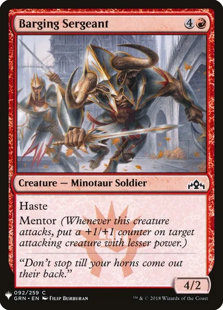 Barging Sergeant, Magic card PLST GRN-92 — The List set