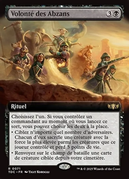 Volonté des Abzans, carte Magic TDC 71 — extension Tarkir: Dragonstorm Commander