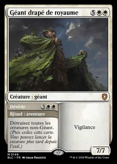 Géant drapé de royaume // Dévêtir, carte Magic BLC 149 — extension Bloomburrow Commander