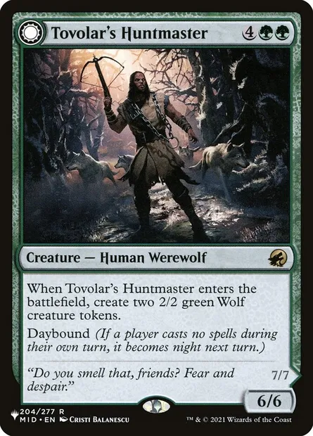Tovolar's Huntmaster // Tovolar's Packleader, Magic card PLST MID-204 — The List set