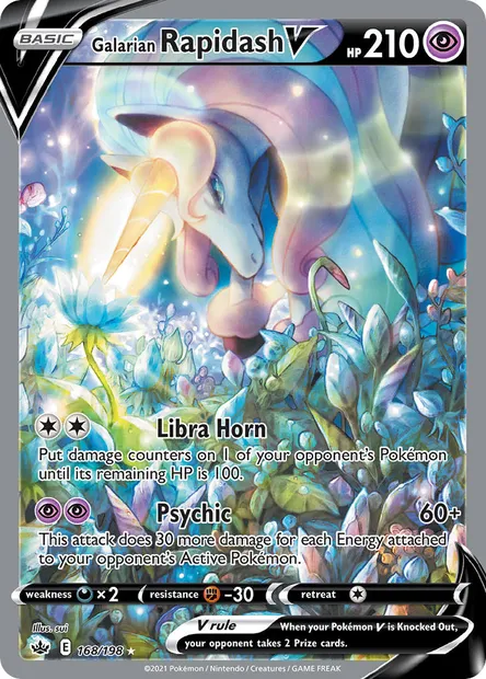 Galarian Rapidash V, Pokémon card CRE 168 — Chilling Reign set