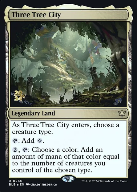 Three Tree City, Magic card PBLB 260s — Bloomburrow Promos set